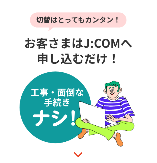 切替はとってもカンタン! お客さまはJ:COMへ申し込むだけ!